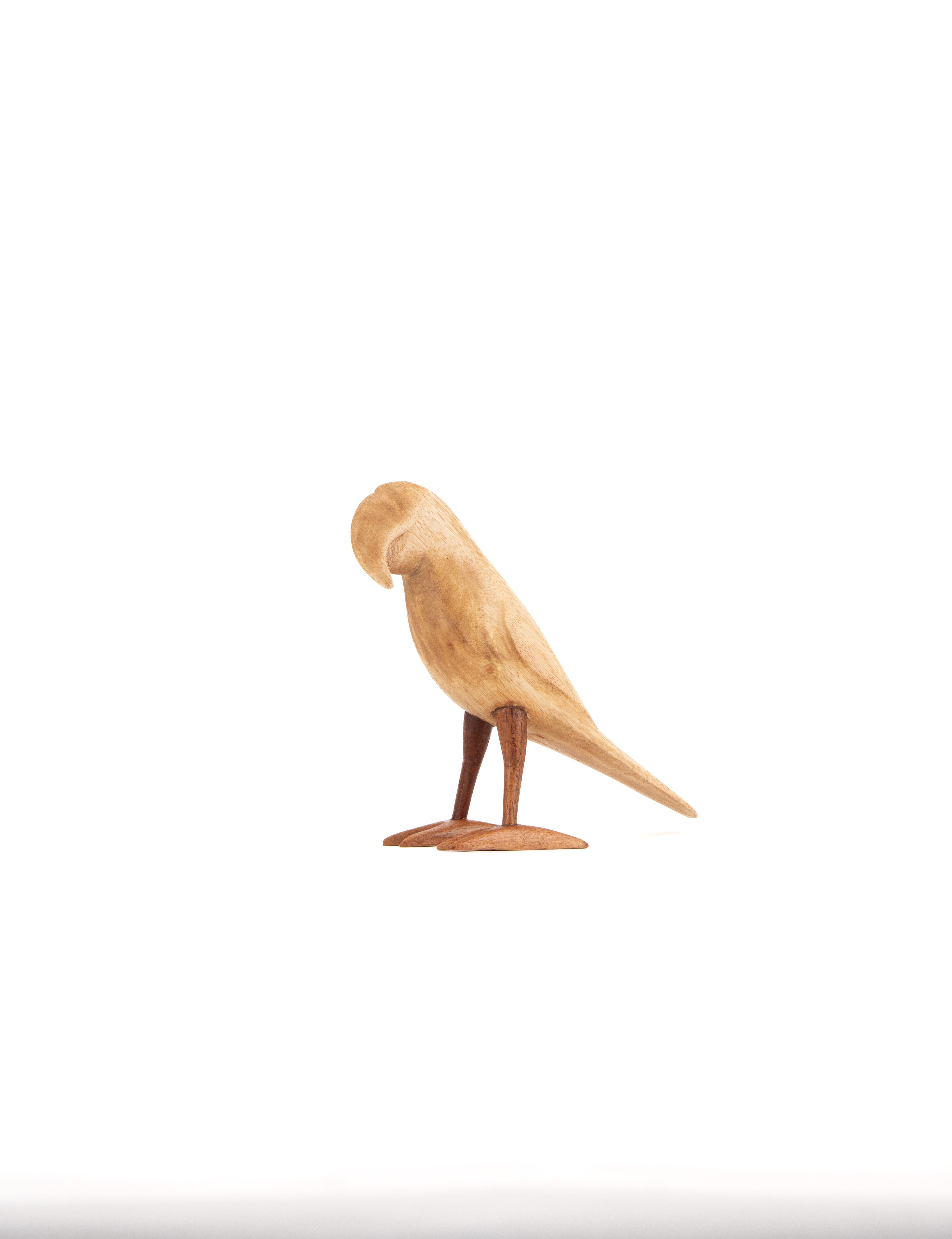 Escultura Loro Cabeza Azul Natural