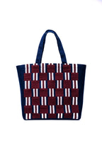 Tote Entretejido Azul Mediano