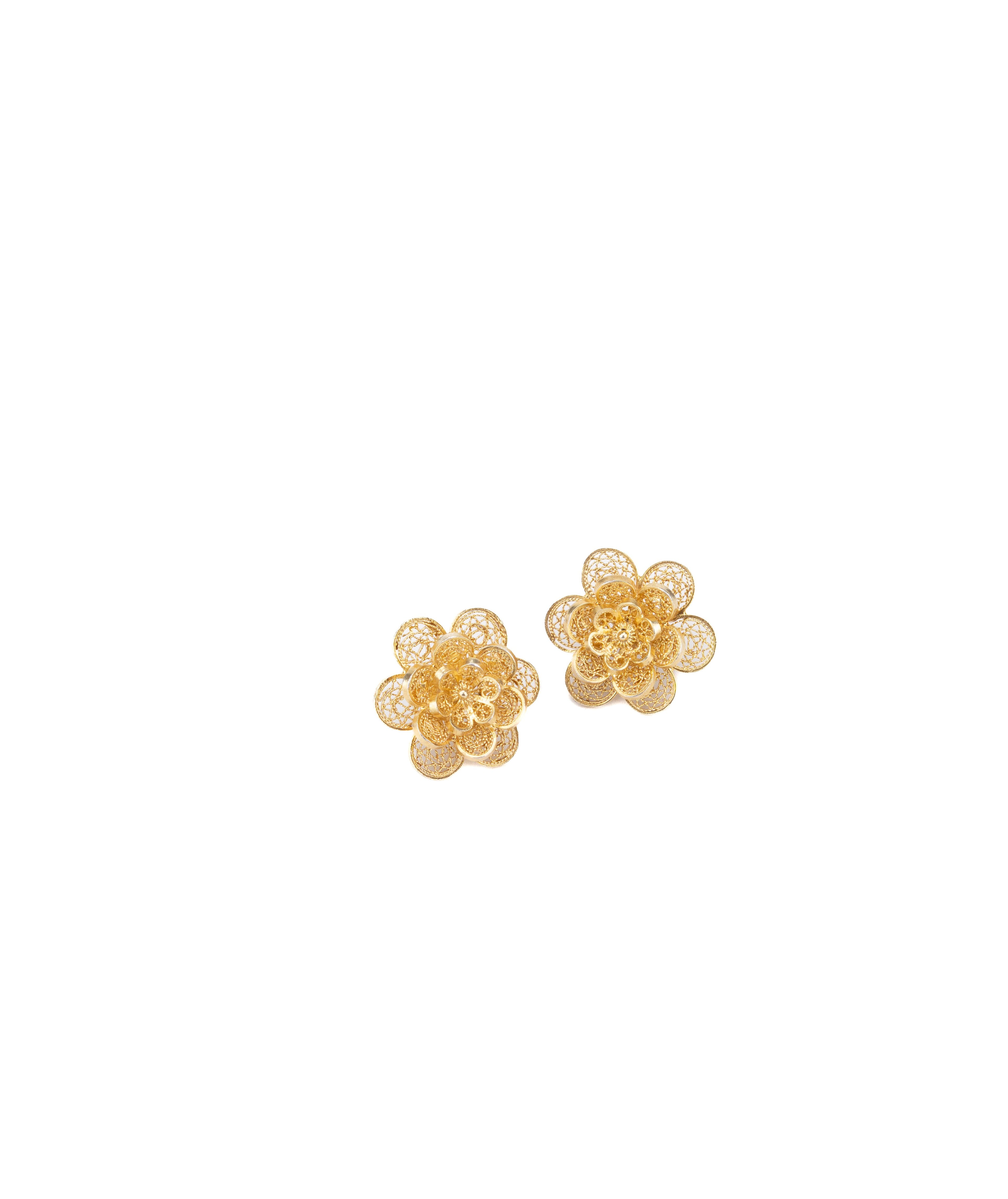 Aretes Triple Rosa Zig Zag Dorado