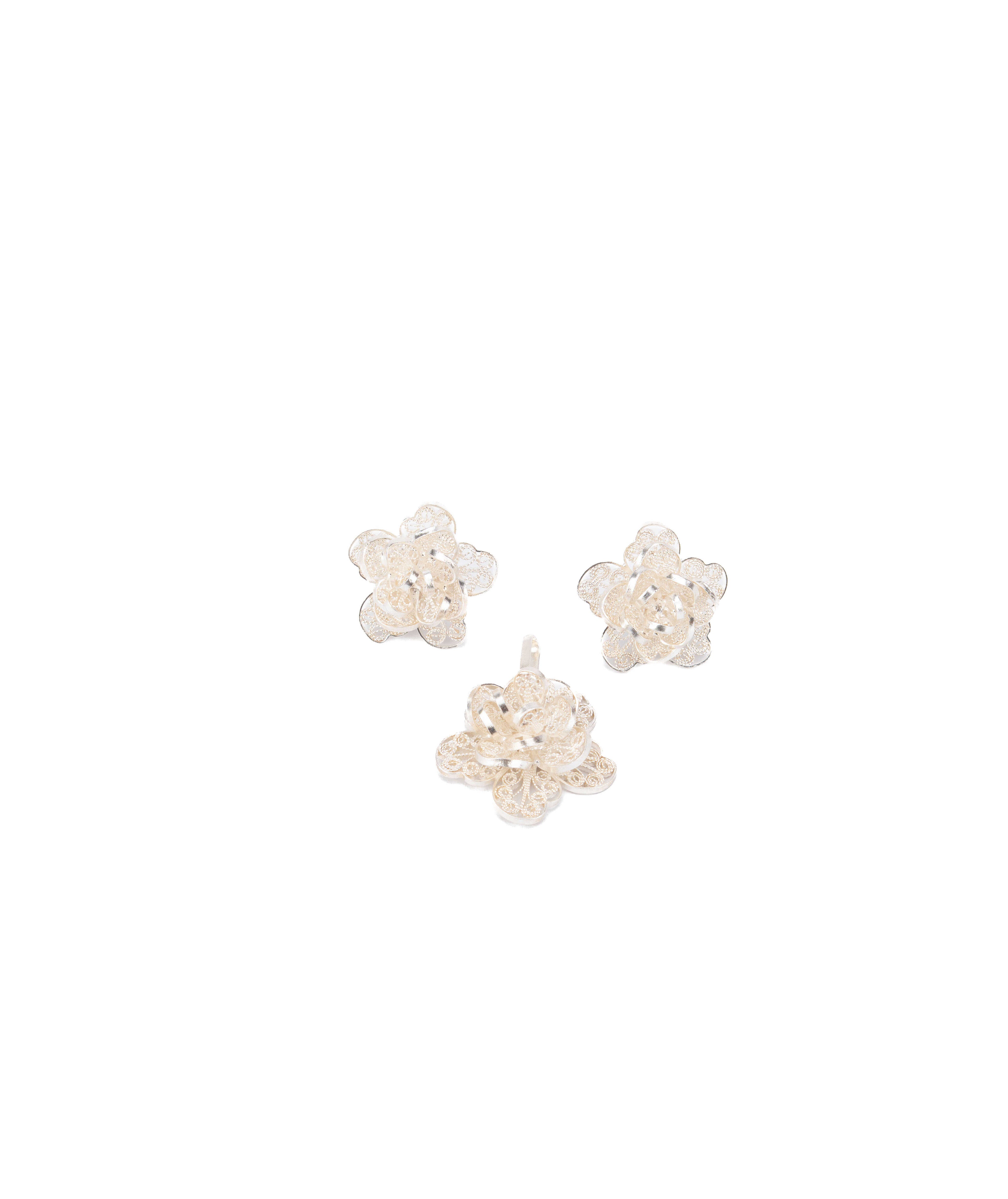 Set Rosetas Aretes + Dije